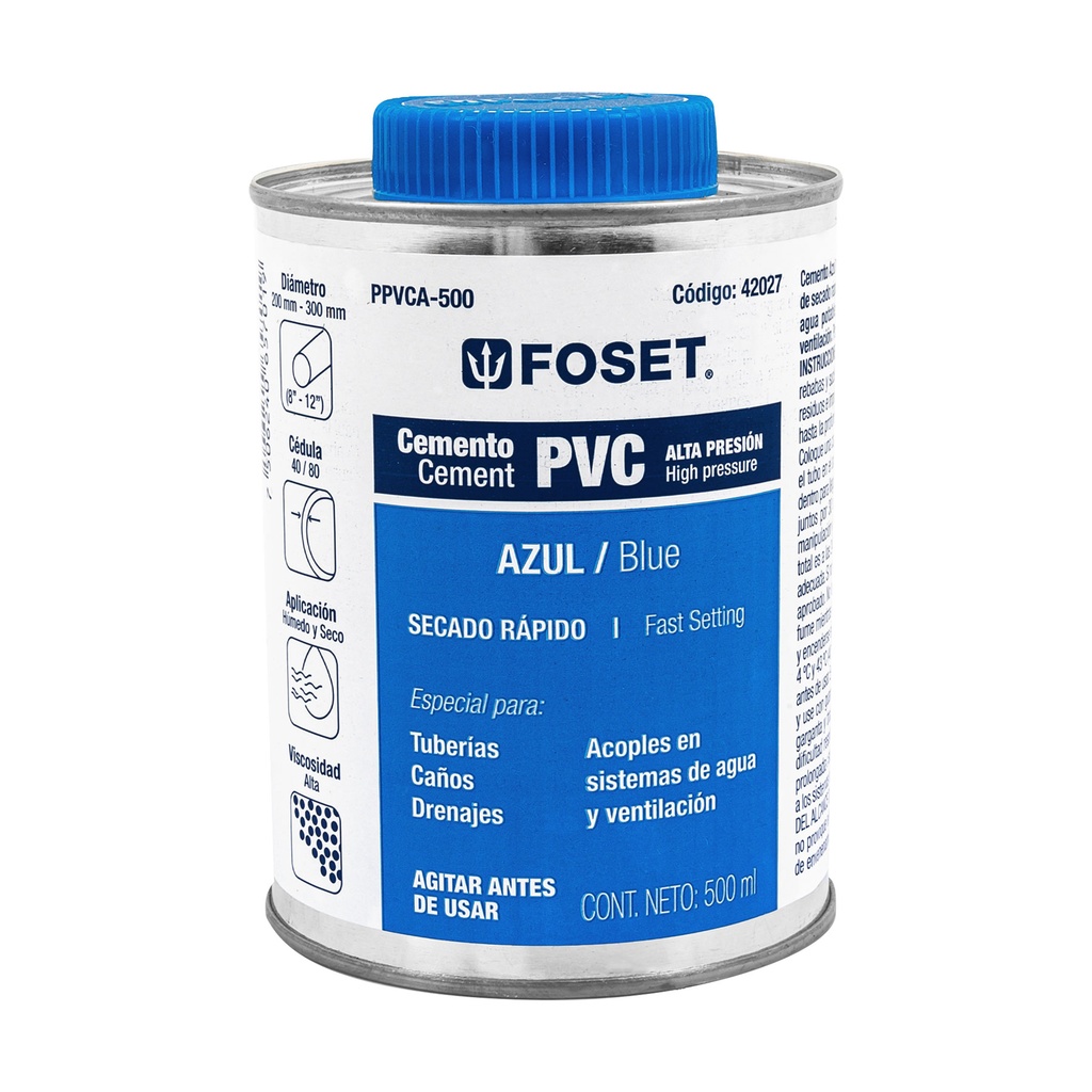 CEMENTO PPVCA500 AZUL PVC BOTE 500ML FOSET 42027 SP