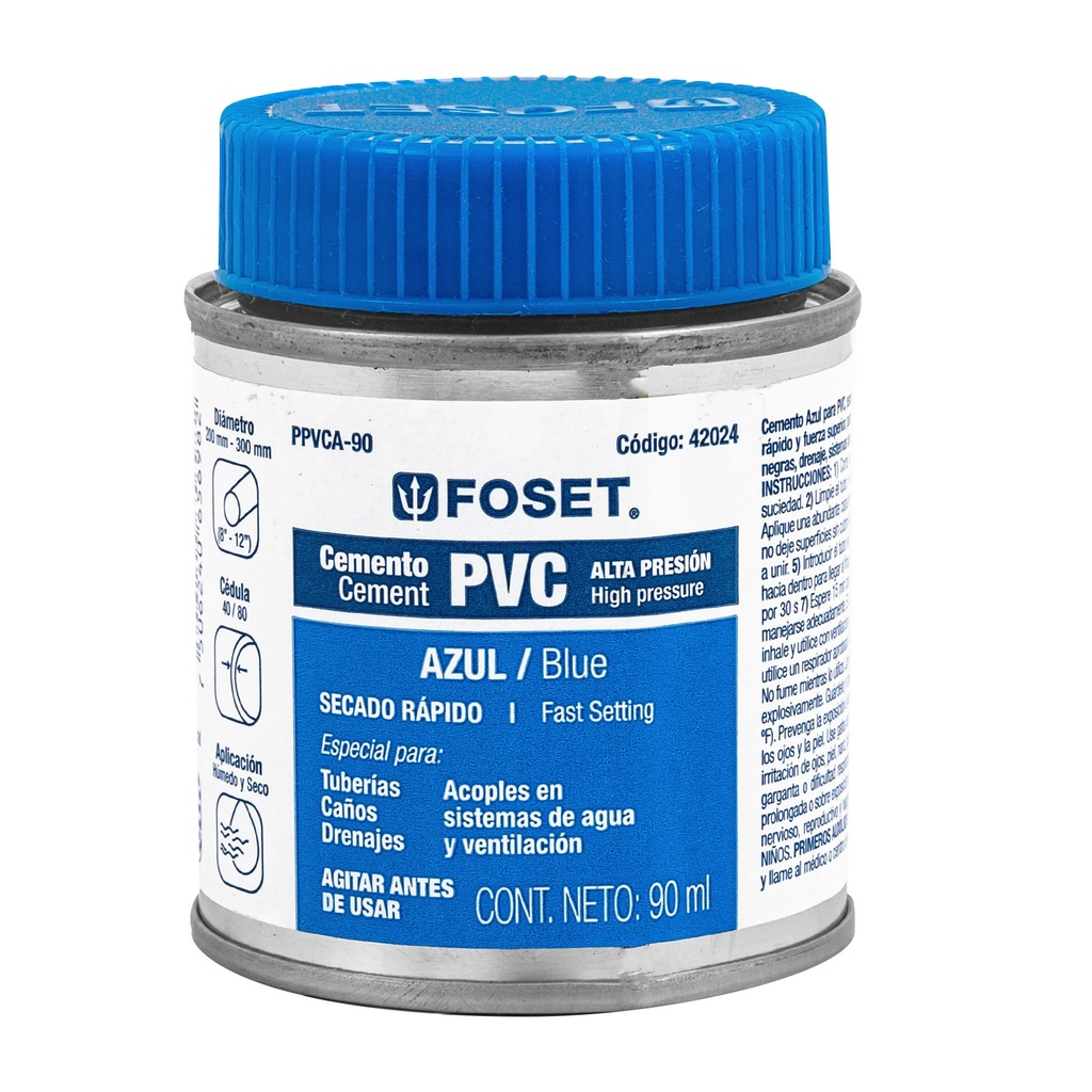 CEMENTO PPVCA90 AZUL PVC BOTE 90ML FOSET 42024