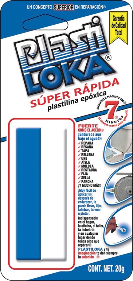 PLASTILINA PLASTILOKA SUPER/RAPIDA 20 GR. AZUL PLS20