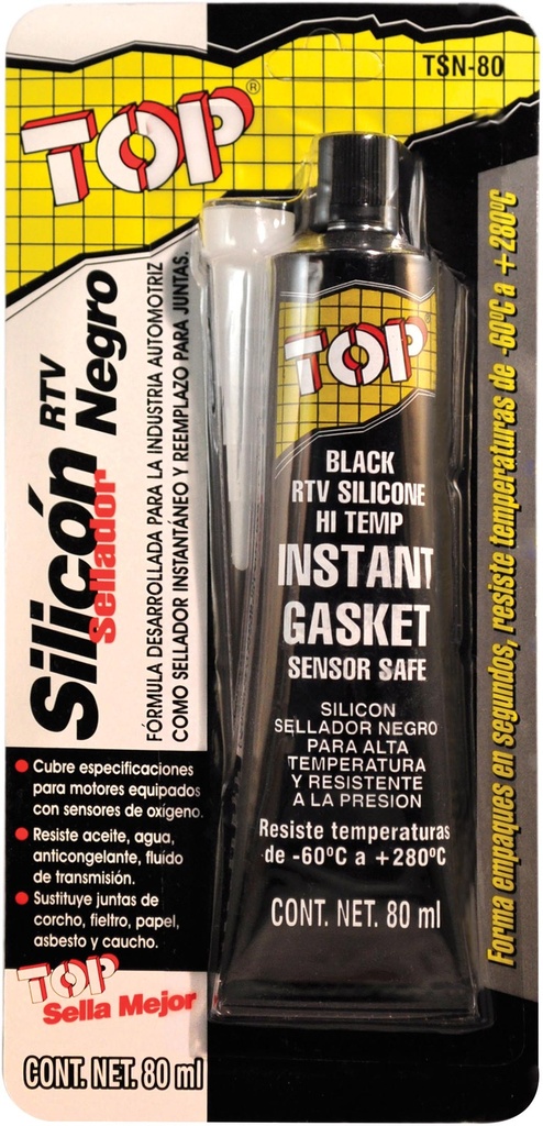 SILICON ALT./TEMP. 80 ML. NEGRO TOP TSN 80