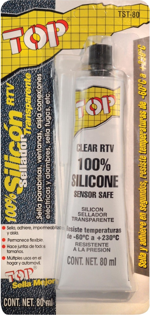 SILICON ALT./TEMP. 80 ML. TRANSPARENTE TOP TST80