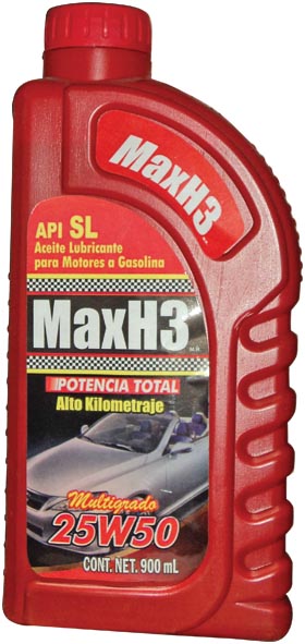 ACEITE P/MOTOR SAE 25W50 SL ALTO KM ROJO 900ML MAXH3