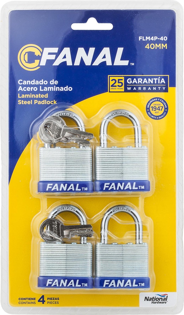 D CANDADO LAMINADO ACERO 40 MM COMBO/4 FLM4P 40 FANAL