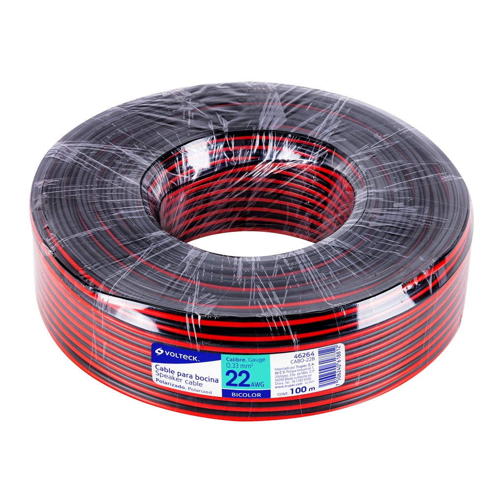 CABLE CABO22B P/BOCINA CAL. 22 R100 M POLARIZ. BICOL.VOLTECK