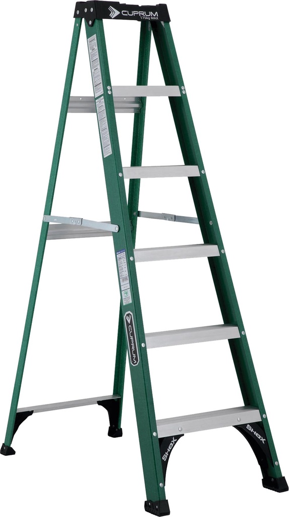 ESCALERA TIJERA C321706 FIBRA VIDRIO VERDE LIGERA TII CUPRUM