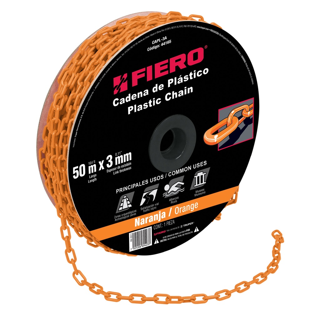 CADENA CAPL3A PLASTICA 3MMx50M NARANJA FIERO WF9356 SP