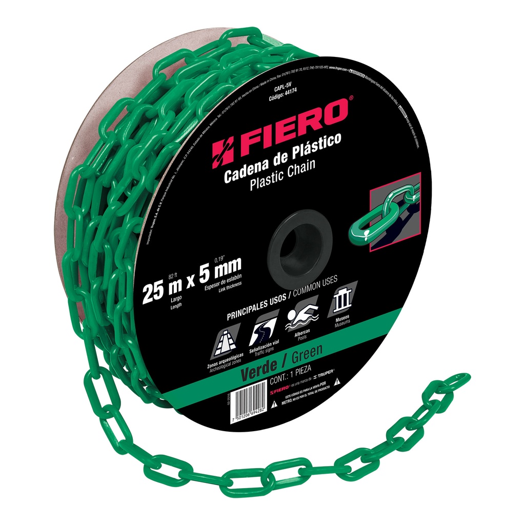 CADENA CAPL5V PLASTICA 5MMx25M VERDE FIERO SP