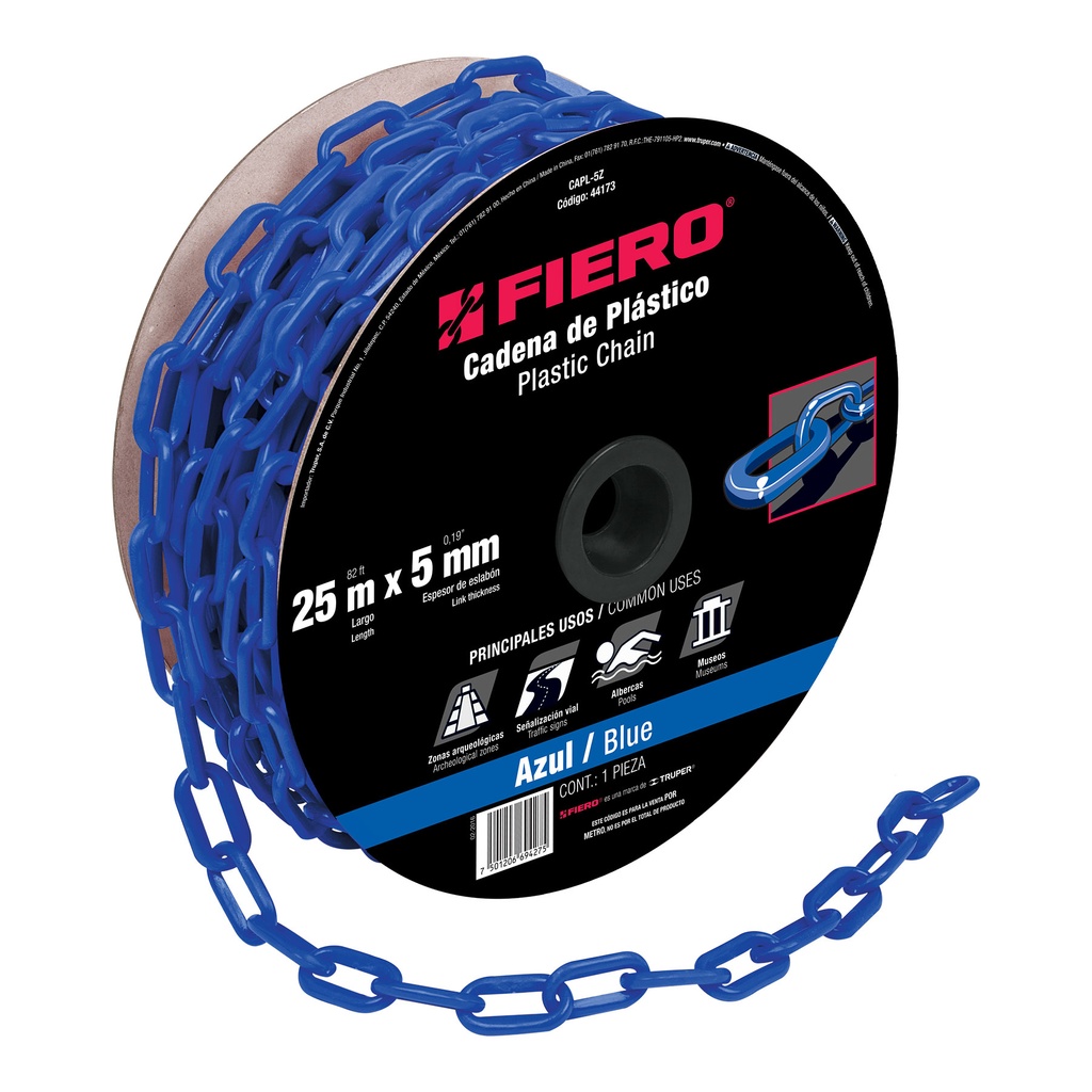 CADENA CAPL5Z PLASTICA 5MMX25M AZUL FIERO SP