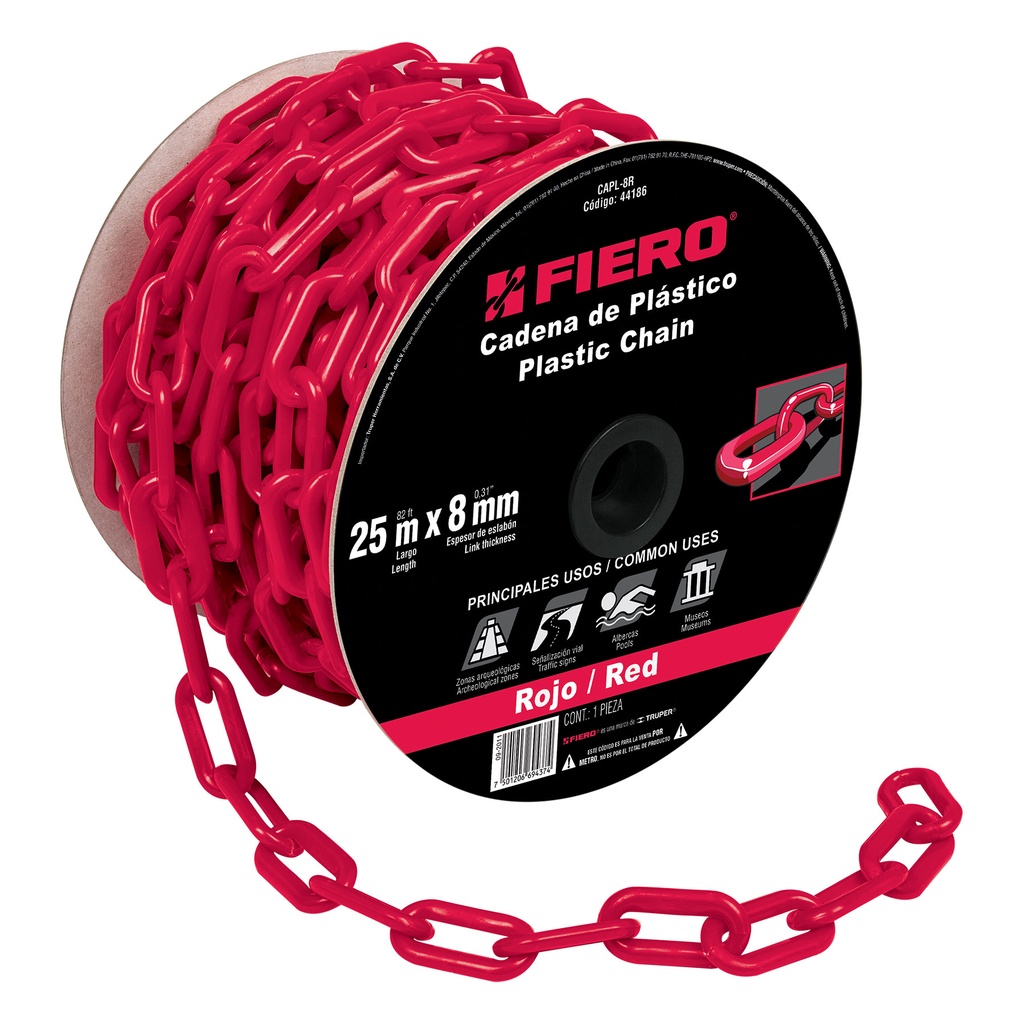 CADENA CAPL8R PLASTICA 8MMx25M ROJA FIERO SP