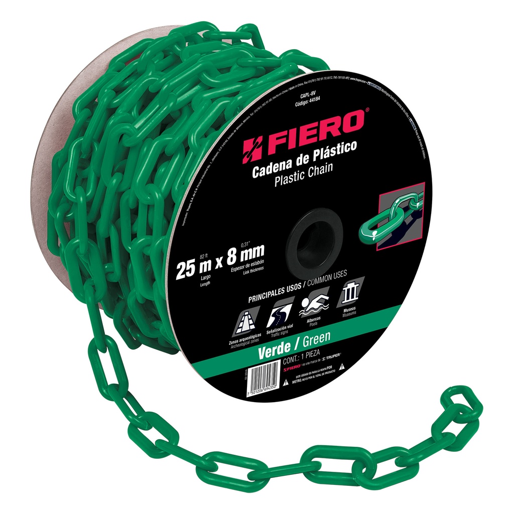 CADENA CAPL8V PLASTICA 8MMx25M VERDE FIERO SP