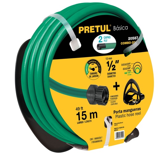 [HTP - M457] MANGUERA 1/2x15M. C/PORTAMANGUERA COMBO201P PRETUL SP