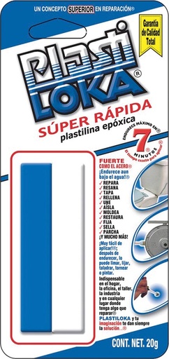 [VKP - 0020] PLASTILINA PLASTILOKA SUPER/RAPIDA 20 GR. AZUL PLS20