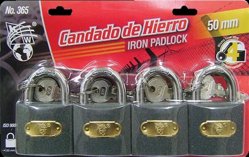 [IKC - 0099] CANDADO DE HIERRO 50 MM 365 4 JUEGO 121