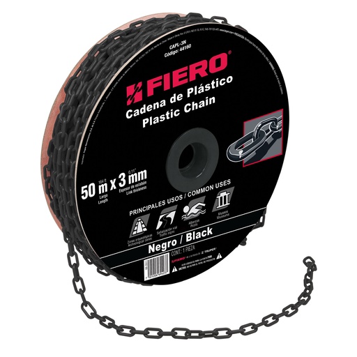 [HTF - C100] CADENA CAPL3N PLASTICA 3MMx50M NEGRA FIERO SP