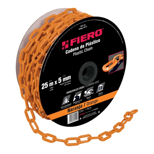 [HTF - C124] CADENA CAPL5A PLASTICA 5MMx25M NARANJA FIERO SP