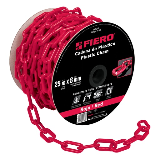 [HTF - C140] CADENA CAPL8R PLASTICA 8MMx25M ROJA FIERO SP