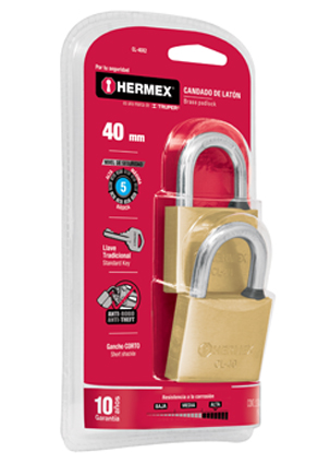 [HTH - C346] CANDADO CL40X2 GEMELOS 40MM BLIS/2 HERMEX